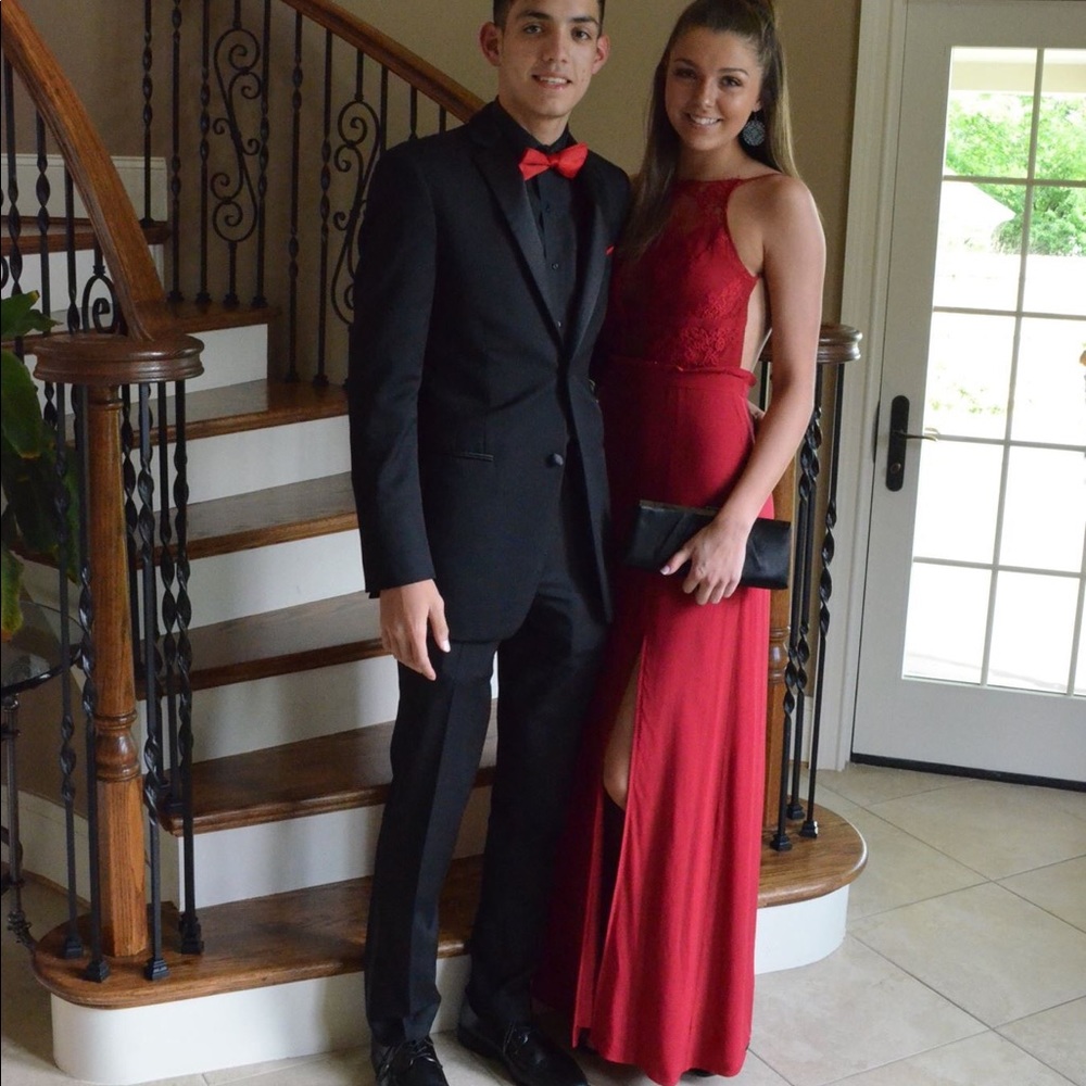 Lulus bright red prom dress!